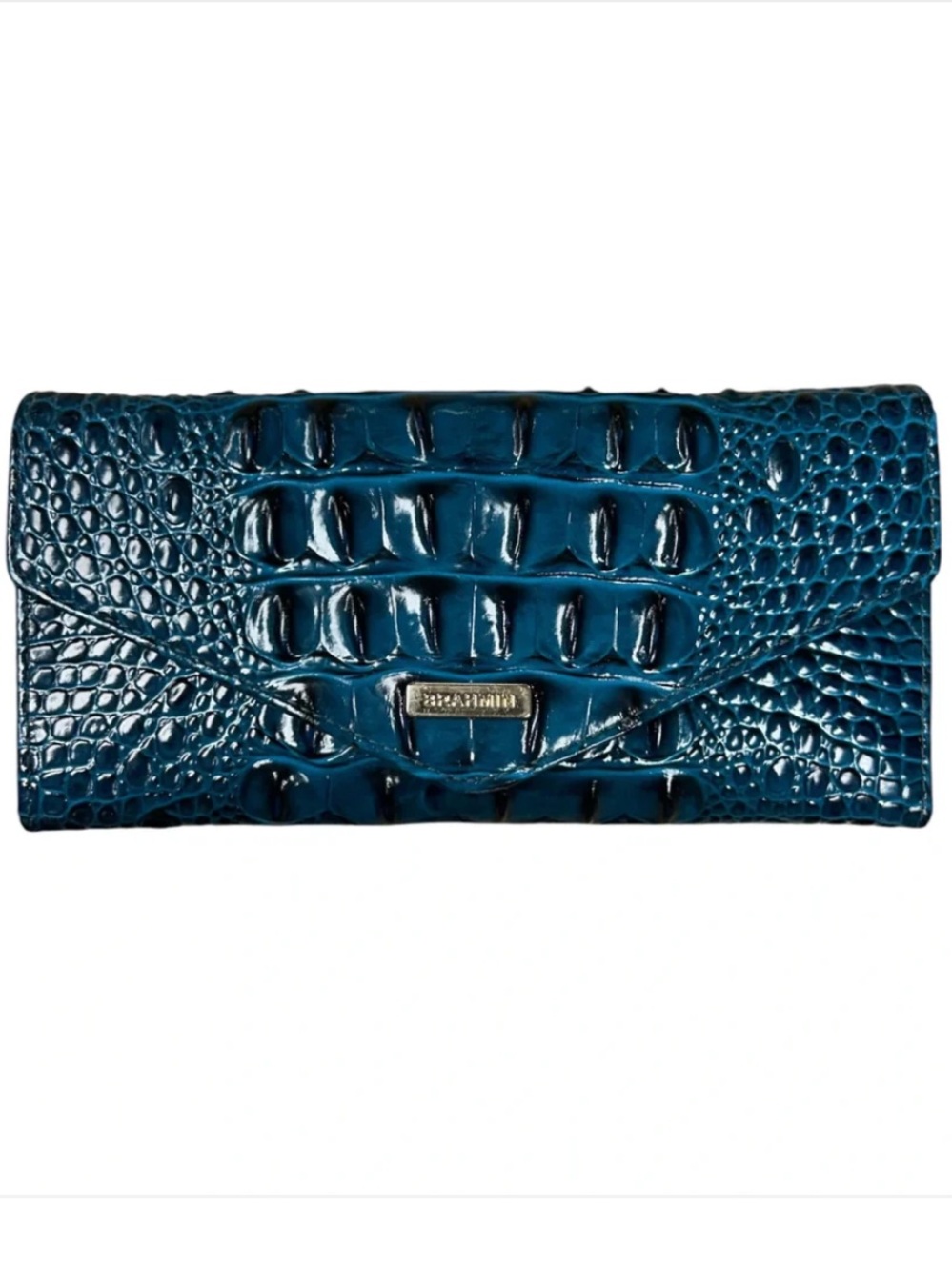 Brahmin Melbourne VERONICA Juniper Trifold Envelope Leather Wallet blue teal